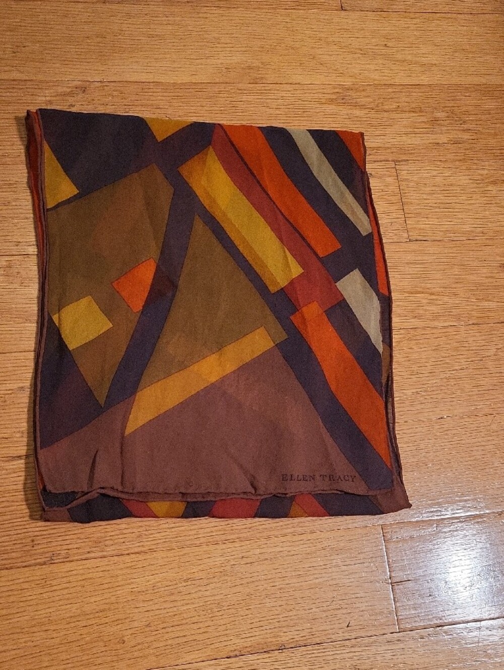 Ellen Tracy Bold Geometric Maxi Skirt in Navy, Orange & Mustard - Picture 6 of 6